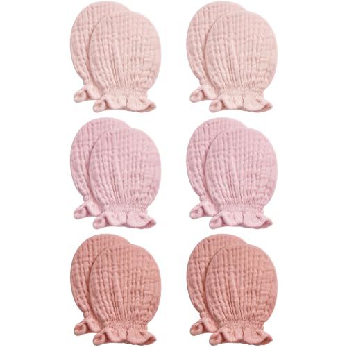 Pro Goleem Muslin Baby Mittens for Newborn, 100% Cotton No Scratch Soft Breathable Gloves for Boys and Girls 0-6 months