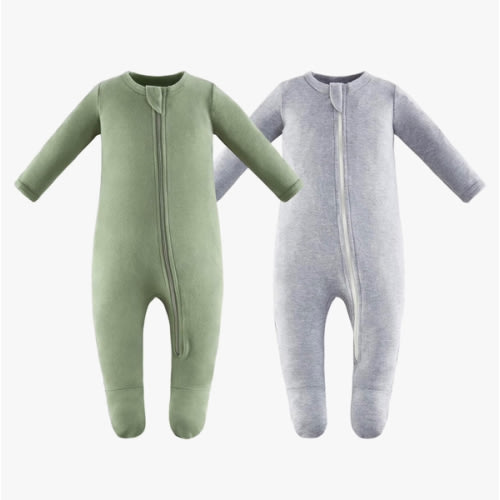 Owlivia Organic Cotton Baby Pajamas, Boys Girls Zip Front Sleep 'N Play Pjs, Footed Sleeper, Long Sleeve