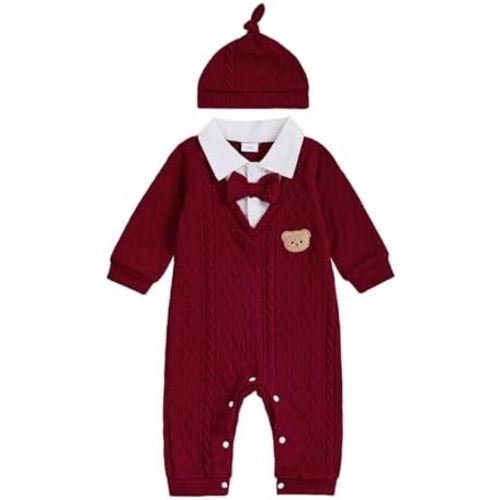 Traje de bebé recién nacido, traje con corbatín y oso bordado, mameluco para caballero, ropa de boda, formal