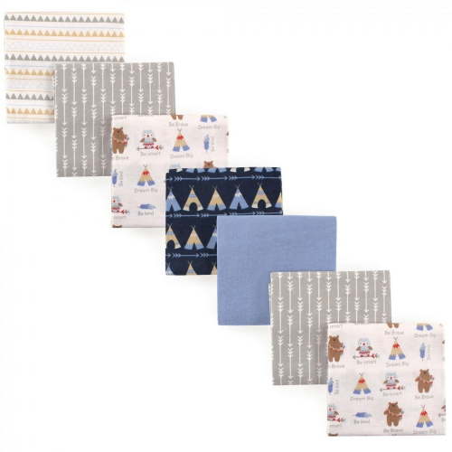 Luvable Friends Soft Cotton Flannel Receiving Blankets Set for Newborn Baby Boy, Bear Owls Design