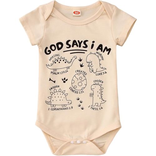 BOUTIKOME Dinosaur Romper Newborn Infant Baby Boys Girls Onesie T Shirts Short Sleeve Tops Inspirational Clothes 0-12 Months