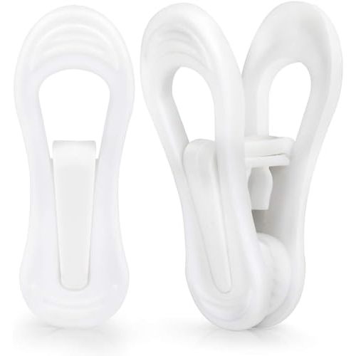 Tinfol White Plastic Hanger Clips, 50 Pack Hanger Clips- Strong Pinch Grip Finger Clips for Plastic Clothes Hangers, Multi-Purpose Hangers Clips