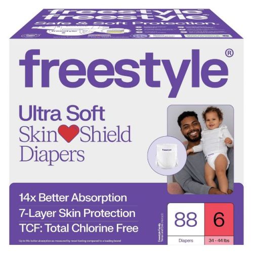 Freestyle Hyper Absorbent Ultra Soft TCF Baby Disposable Diapers - Size 6 - 88ct