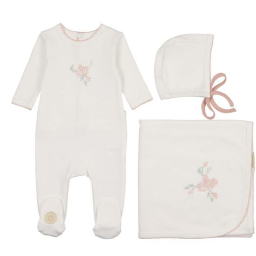 Heirloom Blossom Layette Set Ivory & Pink - Mon Tresor Bebe | Maisonette