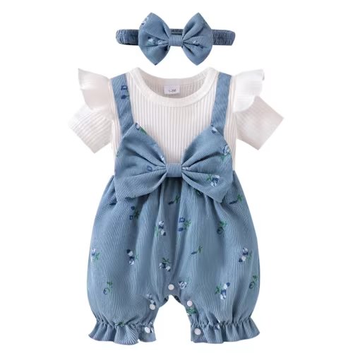 UYYX Baby Girl Outfit 12 Months Girl Clothes Newborn Baby Girl Outfit Ruffle Romper Cute Jumpsuit Clothes And Headband