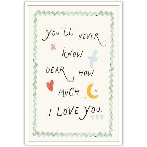 You'll Never Know Dear How Much I Love You Wall Art Colorful Cute Quote Classroom Posters Retro Minimalist Boho Canvas Prints for Nursery Bedroom Baby Shower Wall Decor 12x16in Unframed