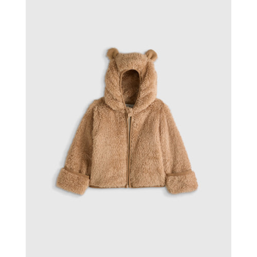 Recycled Sherpa Fleece Bear Jacket - Baby in Ivory