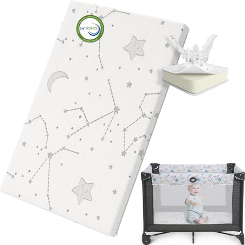 YENING Pack and Play Mattress Topper Baby Pack N Play Mattresses for Playpen and Playard with Washable Cover 38"x26"x1.5", 1 Pack
