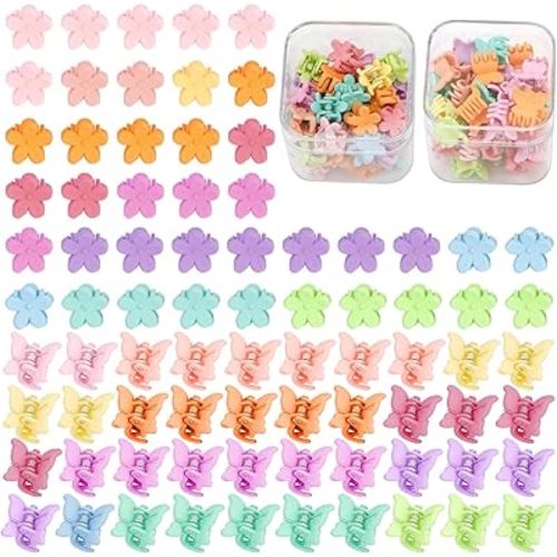 SuPoo 80 Pcs Butterfly and Floral Hair Accessories: Mini Clips, Tiny Colorful Claws for Girls, Babies, Toddlers, Y2K Style