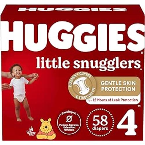 Amazon.com: Huggies Size 4 Diapers, Little Snugglers Baby Diapers, Size 4 (22-37 lbs), 58 Count : Baby