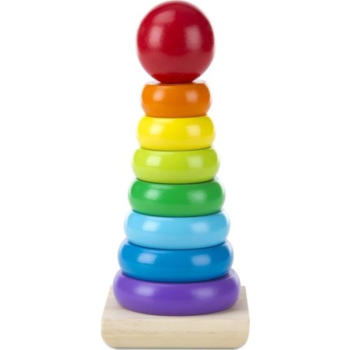 Melissa & Doug Rainbow Stacker Wooden Ring Educational Toy - Wooden Stacking Rings, Stacker Toys for Toddlers Ages 2+