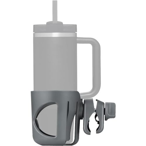 New Stroller Cup Holder for Stanley Quencher H2.0 (30 & 40 Oz. Models), Also Compatible with Stanley IceFlow (20 & 30 Oz. Models) - Gray