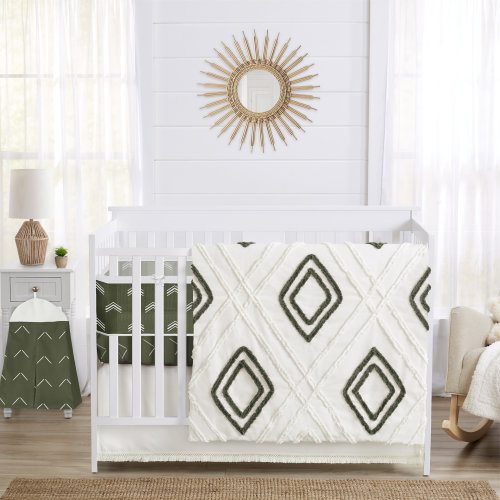 Sweet Jojo Designs Diamond Tuft Hunter Green 6 Piece Crib Bedding + BreathableBaby Breathable Mesh Liner Pad | Wayfair