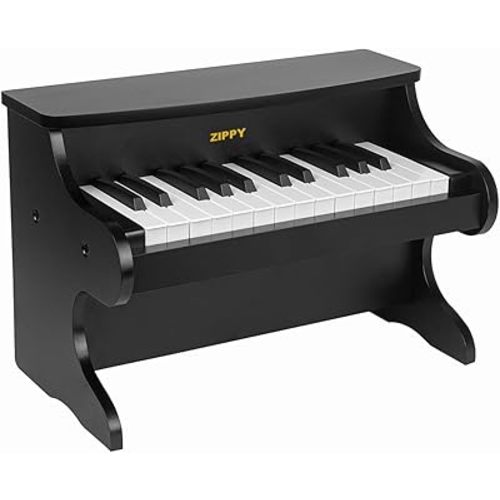 ZIPPY Kids Piano Keyboard, 25 Keys Digital Piano for Kids, Mini Music Educational Instrument Toy, Wood Toy for Toddlers Girls Boys (Black)