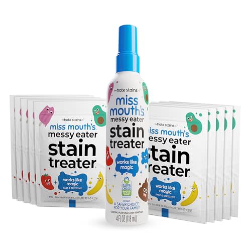 Miss Mouth's Messy Eater Stain Treater Spray - 4oz & 10 Wipes Stain Remover - Newborn & Baby Essentials - No Dry Cleaning Food, Grease, Coffee Off Laundry, Underwear, Fabric