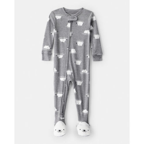 Baby Boy Polar Bear Cotton Snug Fit 2-Way Zip Footie 1-Piece Pajamas - Grey | Carter's