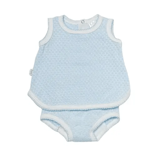 Sleeveless Top with Diaper Cover-Blue & Mint (Infant)