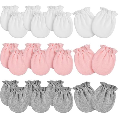 Vabean 12 Pairs Preemie Baby Mittens No Scratch Cotton Premature Baby Gloves for Nicu Preemie Girls Boys Gifts