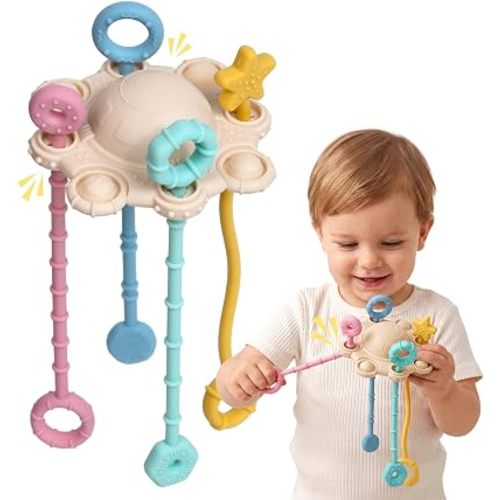 Montessori Pull String Toy Silicone Travel Toy