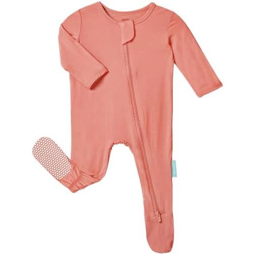 PurComfy Baby Zipper Footie Pajamas, Supersoft Bamboo Rayon Baby Footed Pjs Boy Girl 0-3-6-9-18-24 Month Coverall Sleepers