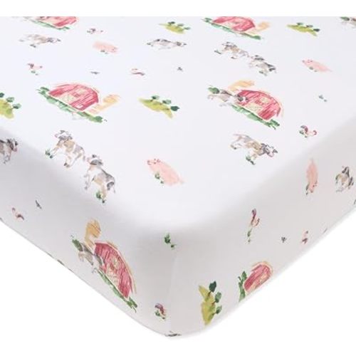 Burt's Bees Baby Organic Cotton Fitted Crib Sheet, Unisex Baby Bedding
