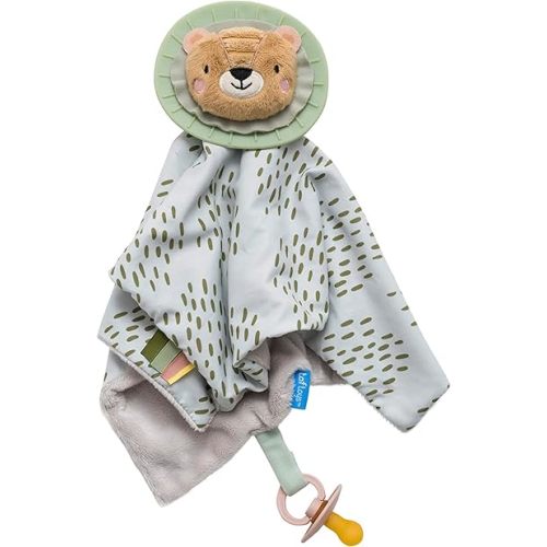 Taf Toys Soft Security Blanket with Pacifier Holder & Mane Teether Baby Lovey Unisex Lovie Baby Gifts for Newborn Boys and Girls Snuggle Toy Baby Lion Stuffed Animal for Ages 0-24 Months