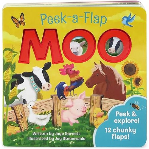 Moo: Peek-a-Flap Children's Board Book Board book – Lift the flap, July 1, 2016
