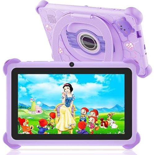 Trayoo Kids Tablet, 7 inch Tablets for Kids, 32GB Toddler Tablet with Case Included, Parental Control, Dual Camera, GMS, WiFi (Purple)
