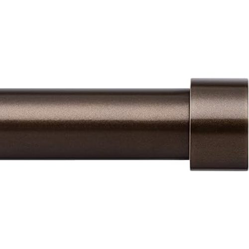 Zeerobee Curtain Rods for Windows 48 to 84, 1 Inch Heavy Duty Drapery Rods with Adjustable Length, Outdoor Modern Curtain Pole with Simple End Caps, 32"-86", Bronze