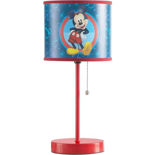 Idea Nuova Table Lamp for Kids, Stick Lamp with Printed Shade & Pull Chain, Bedroom or Nursery Nightstand Lighting,Mickey Mouse
