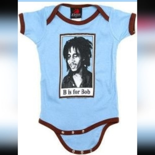 Bob Marley Blue & Brown 'B is for Bob' Onesie Bodysuit Size 12-18 Months