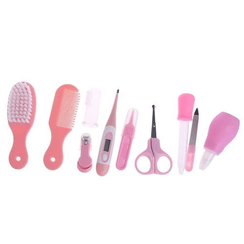 Torubia 10 in 1 Baby Healthcare and Grooming Kit for Baby Girl Boy Newborn Babycare Accessories, Baby Health Care Set Portable Baby Care Kit, Include Nose Cleaner Nails Clipper Tweezers (Pink)