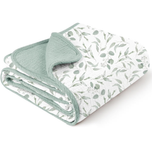 Amazon.com: Konssy Muslin Baby Blankets for Girls Boys, 100% Cotton Crib Blanket for Infant 40"x36" (Green Leaves)