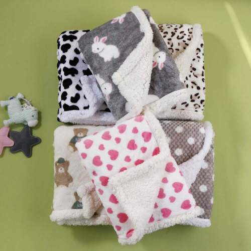 1pc Double-Layer Baby Geometric Print Soft And Comfortable Flannel Blanket For Stroller Love Valentine | SHEIN USA