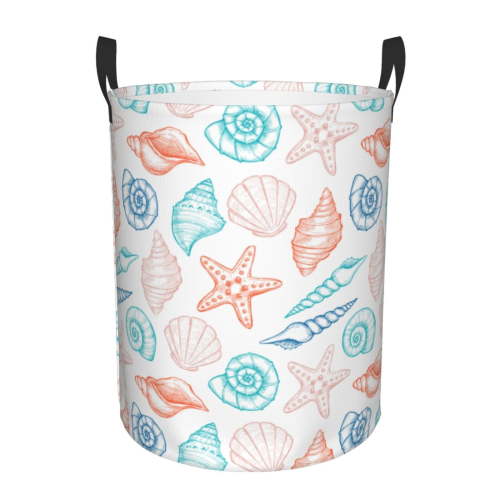 Xecao Colorful Seashells1 Print Laundry Hamper Basket,designed for Blanket Storage and Nursery Clothes in the Bedroom