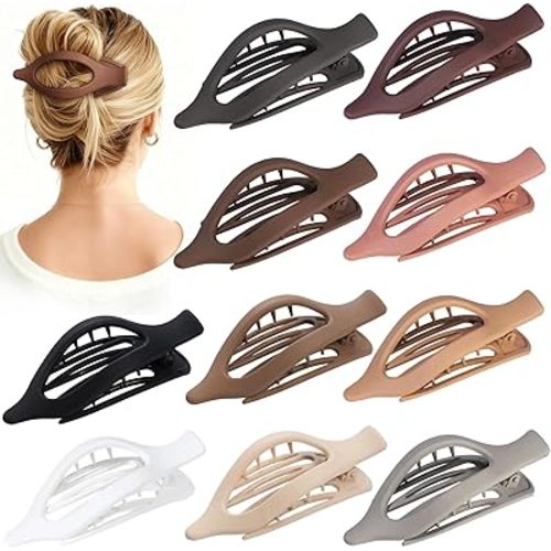 10 Pcs Flat Hair Clips for Women French Concord Claw Clips for Thick and Thin Hair Claw Clips Duck Billed Barrettes Hair Accessories for Women and Girls (Basic)