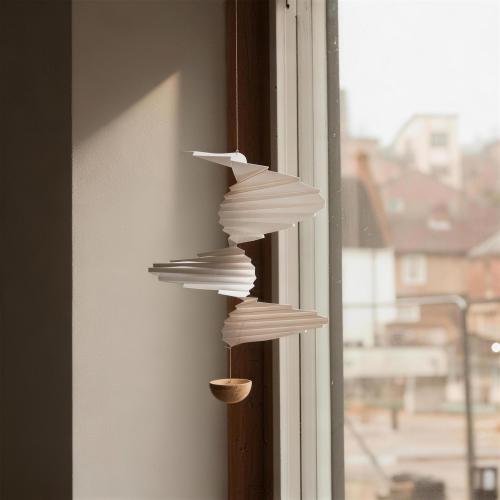 SMALL Wind Spinner Kinetic Air Balance Mobile: White Geometric Sculpture, Nordic Nursery Decor
