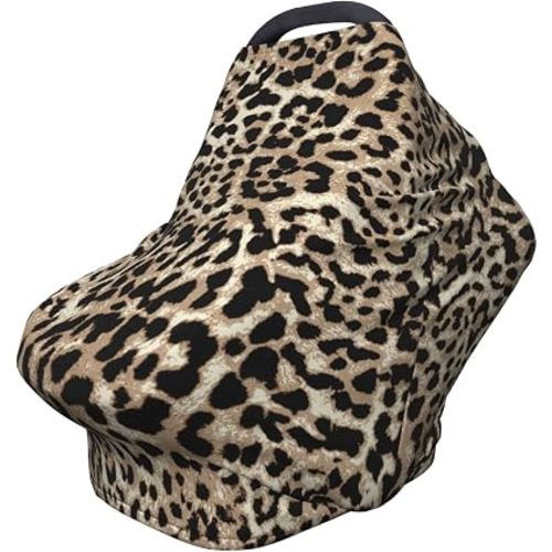 Leopard Print Cheetah Baby Stuff Car Seat Cover,Nursing Cover for Mom Breathable Stroller Cover Multi-Use Car Seat Canopy Carrier Covers for Girls Boys