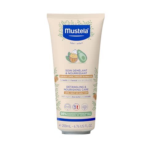 Mustela Detangling & Nourishing Conditioner - Natural Shea Butter & Avocado - Curly & Frizzy Hair - Dermatologist-tested & safe for Babies and Kids - 6.76 US Fl. Oz.