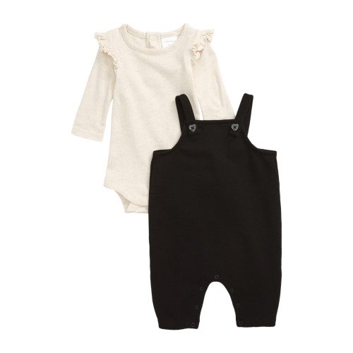 Long Sleeve Bodysuit & Knit Overalls Set