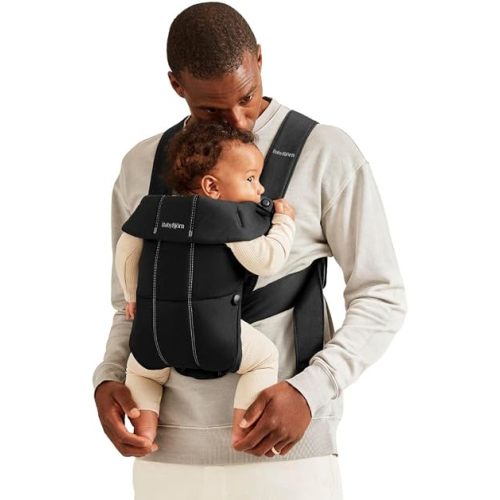 BabyBjörn Baby Carrier Mini, Black, Woven | Newborn Carrier (7-15 lbs), Ergonomic, Easy-to-Use