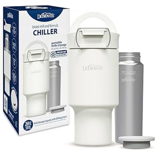 Dr. Brown's Breast Milk & Formula Chiller, Portable Insulated Storage for Breast Pumping and Bottle Feeding, 20 oz/590 mL Capacity, Arctic White, BPA-Free