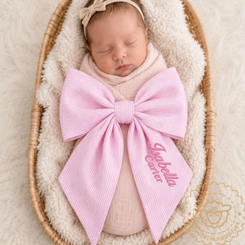 Announcement Bow Sash-Newborn Photo Prop Birth Announcement Gift