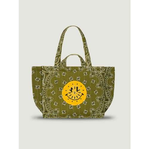 Quilted Medium Cabas Tote - HAPPY FACE - All Bronze