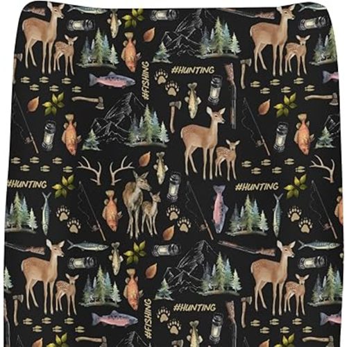 Fishing Hunting Life Baby Changing Pad Covers for Girls Boys Deer Bass Fish Forest Animal Fitted Change Table Pad Covers Mats Nature Lover Gift Soft Diaper Change Table Sheets 32''×16''