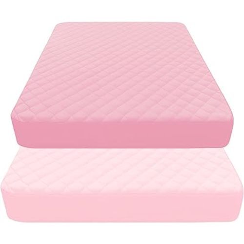 Quilted Crib Mattress Protector (2-Pack), Waterproof Toddler Mattress Pad Cover, Fits Standard Baby Crib Mattress 52x28''