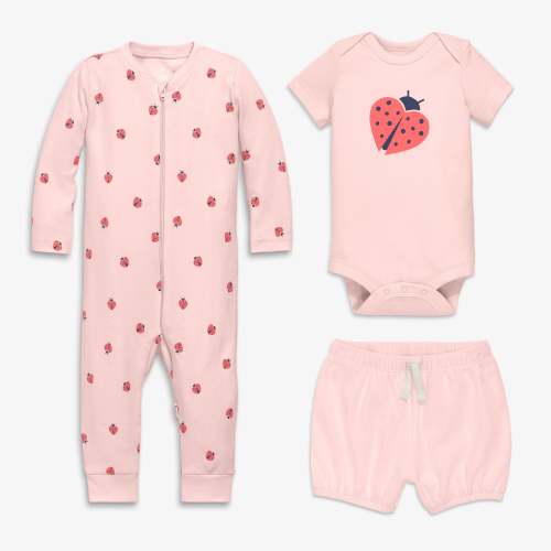 Baby organic ladybug playsuit bundle - Light blossom / ladybugs / 0-3