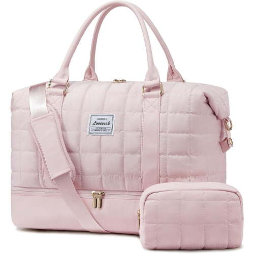 Lovevook Puffer Duffle Bag, 42L Travel Weekender Overnight Bag with Toiletry Bag, Carry-on Personal Item Bag Hospital Bag Gym Bag with Dry/Wet Separation