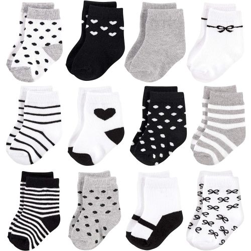 Hudson Baby Baby Girls' Cotton Rich Newborn and Terry Socks