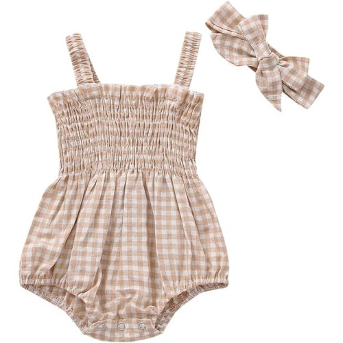 Newborn Baby Girl Bodysuit Sleeveless Halter Frill Romper One-piece Jumpsuit with Headband Summer Clothes Set